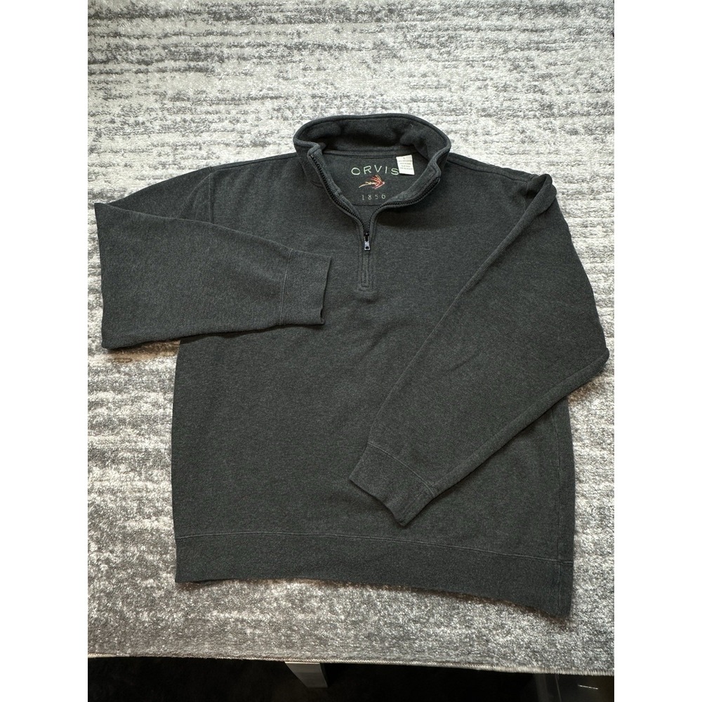 ORVIS Men's Pullover 1/4 Zip Red Grey Sweater Size Large 100% Cotton Lot of 2 - Picture 11 of 15
